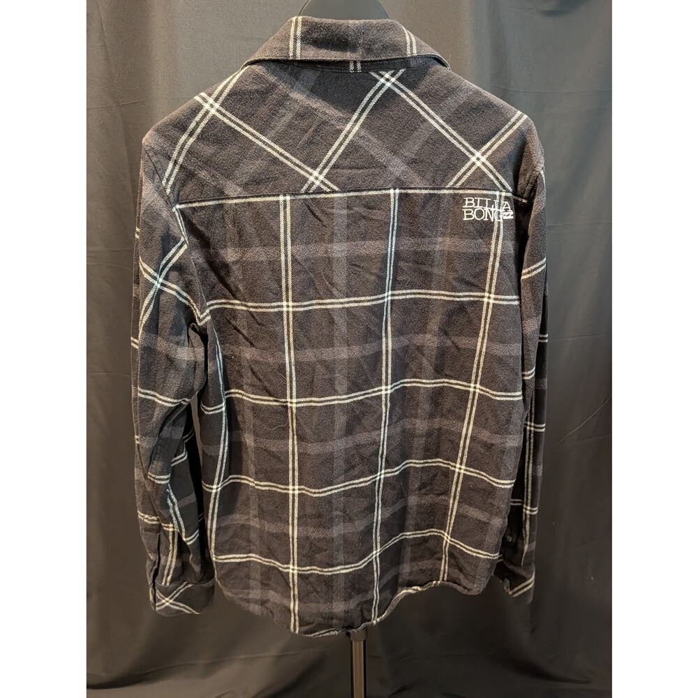 Billabong Men’s Large Black Gray Plaid Flannel Button Up Surf Skate Shirt - Picture 4 of 4